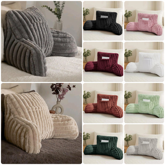 Ribbed Faux Fur Cuddle Cushion with Arms