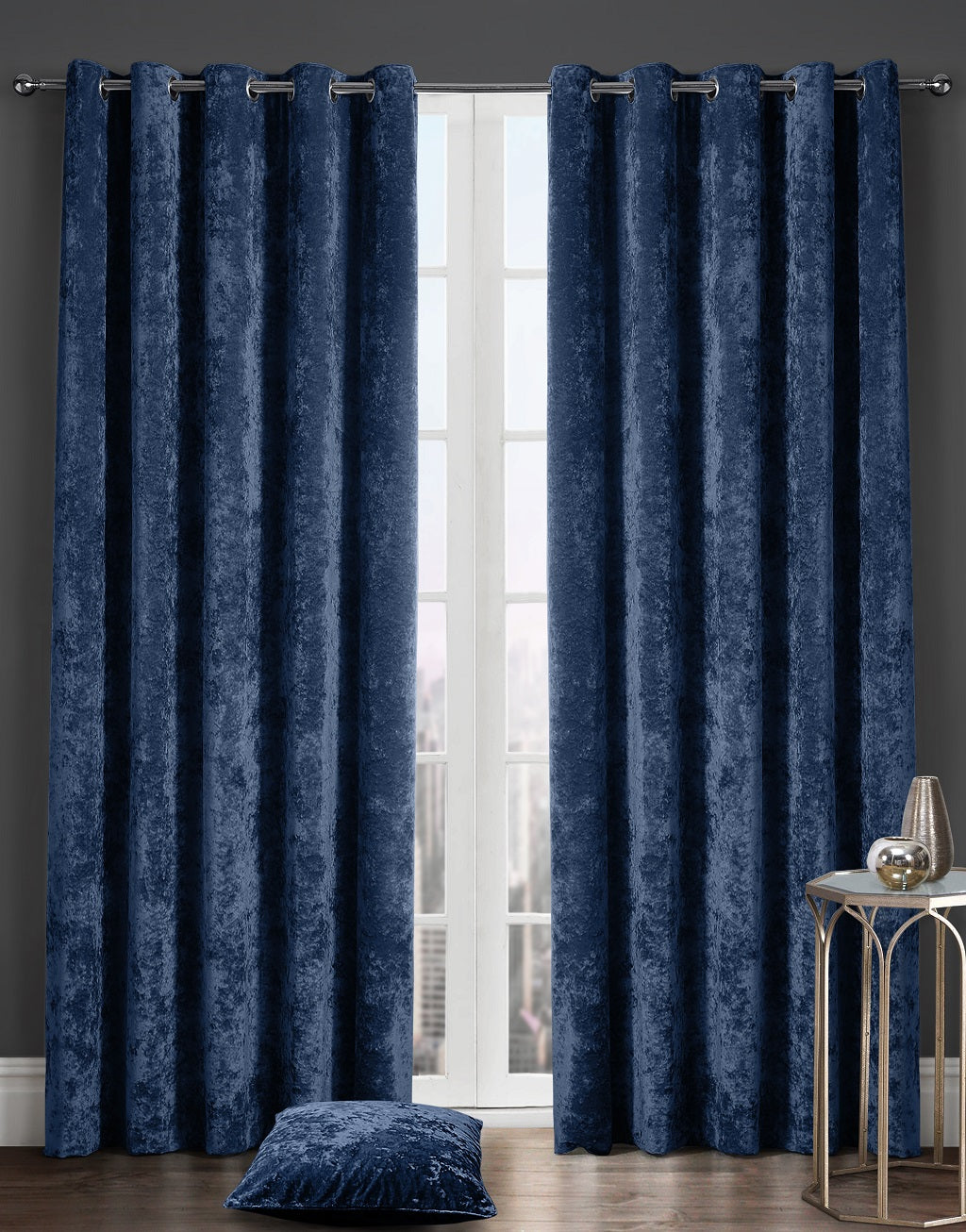 Luxury Crushed Velvet Lined Curtain Pair