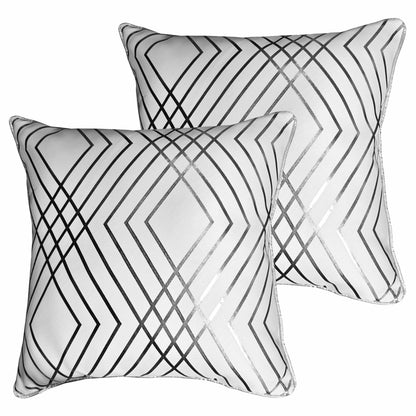 Geo Sparkle 18" Silver Foil Cushion Cover