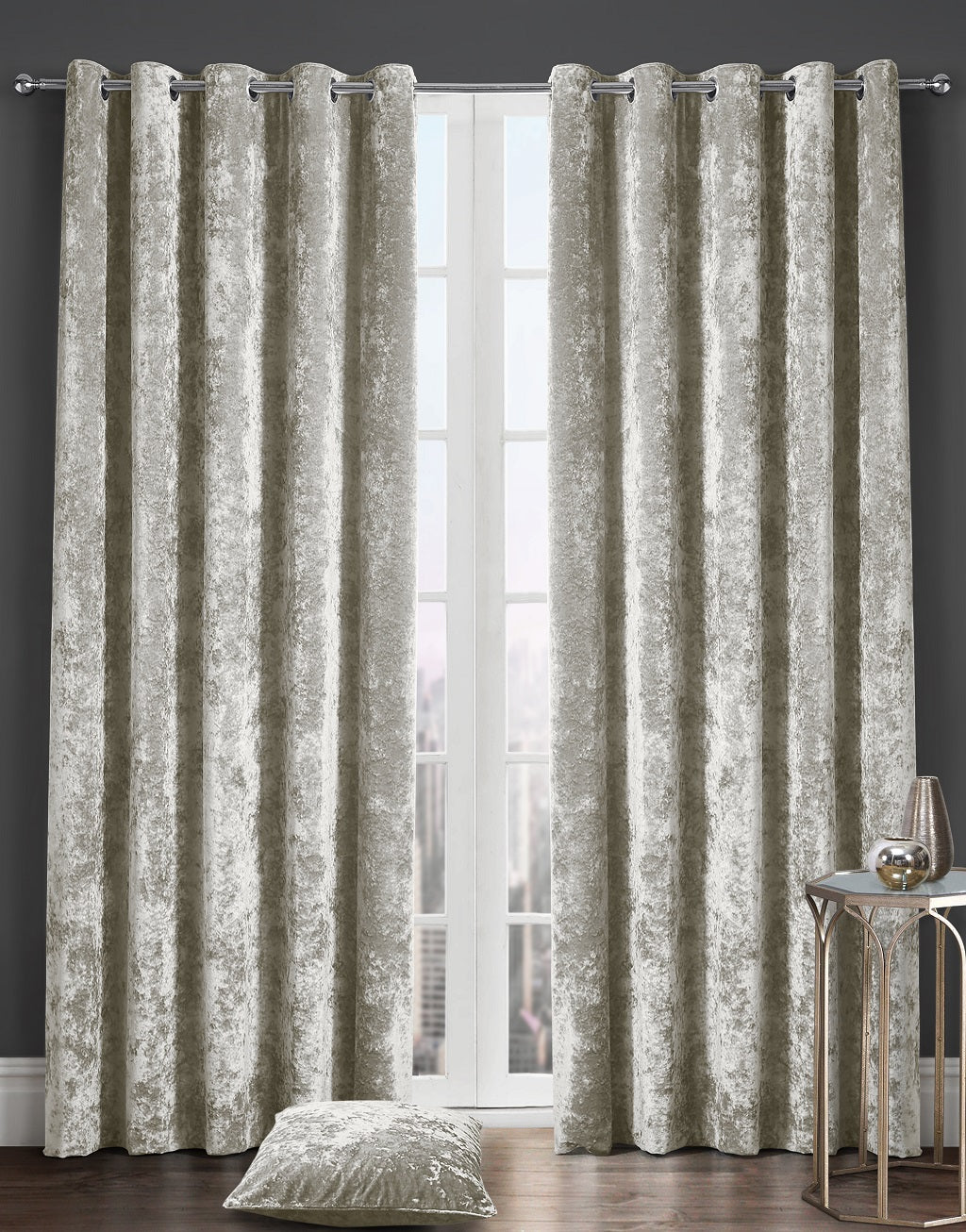 Luxury Crushed Velvet Lined Curtain Pair