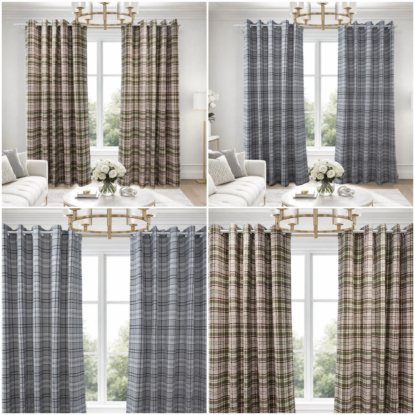 Woven Check Ultra Thick Blackout Curtain Pair | 2 Colours