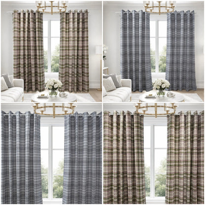 Woven Check Ultra Thick Blackout Curtain Pair | 2 Colours