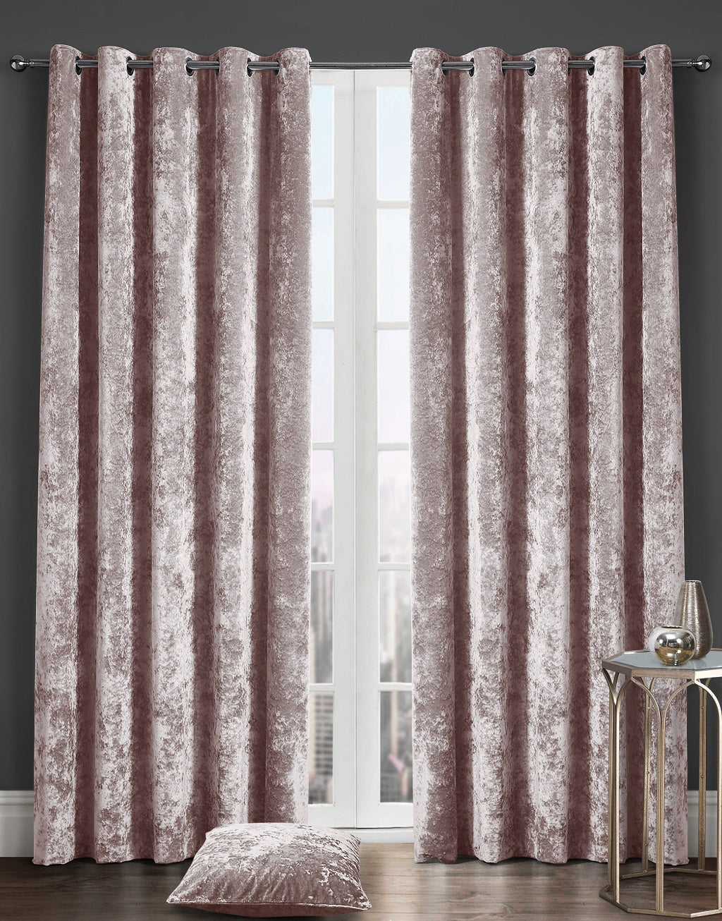 Luxury Crushed Velvet Lined Curtain Pair