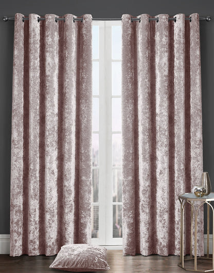 Luxury Crushed Velvet Lined Curtain Pair