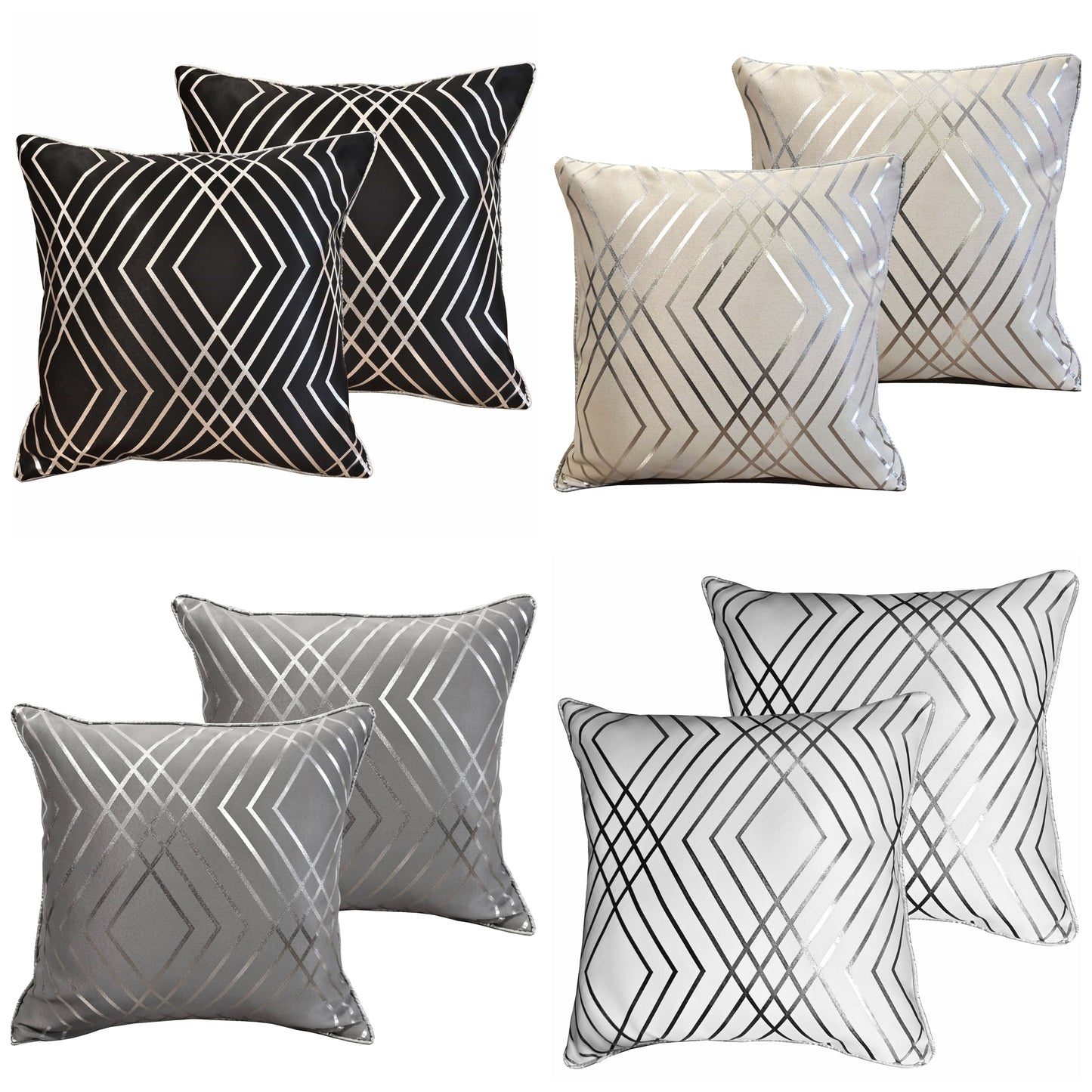 Geo Sparkle 18" Silver Foil Cushion Cover