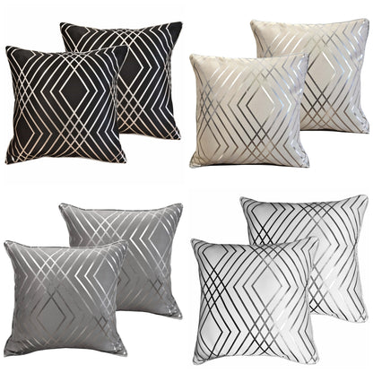 Geo Sparkle 18" Silver Foil Cushion Cover
