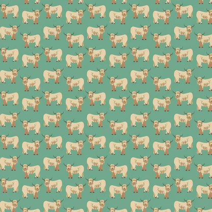 Highland Cow Blanket Flannel Throw - Green