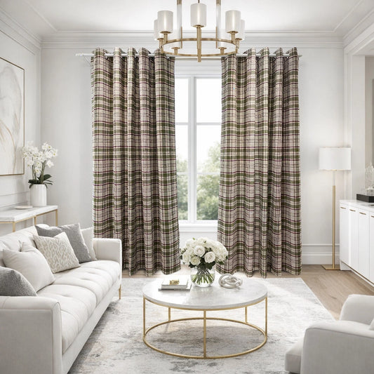 Woven Check Ultra Thick Blackout Curtain Pair | 2 Colours