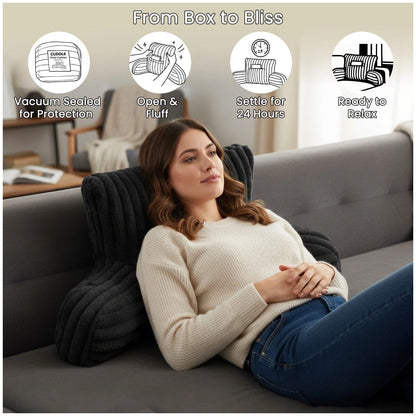 Ribbed Faux Fur Cuddle Cushion with Arms