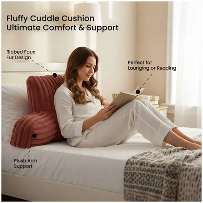 Ribbed Faux Fur Cuddle Cushion with Arms