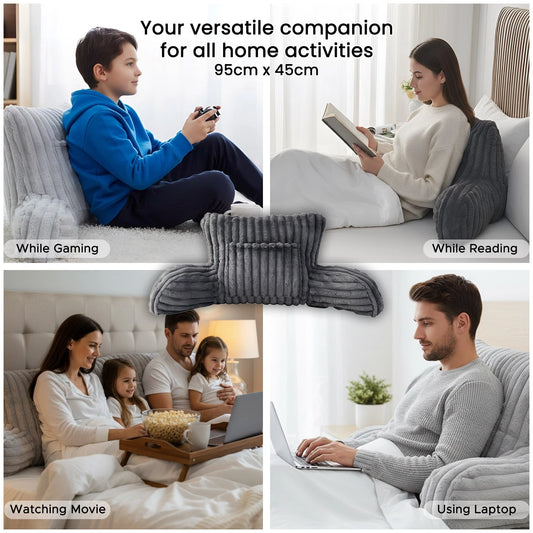 Ribbed Faux Fur Cuddle Cushion with Arms