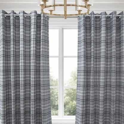 Woven Check Ultra Thick Blackout Curtain Pair | 2 Colours