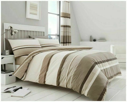 Hudson Neutral Stripe Reversible Duvet Set
