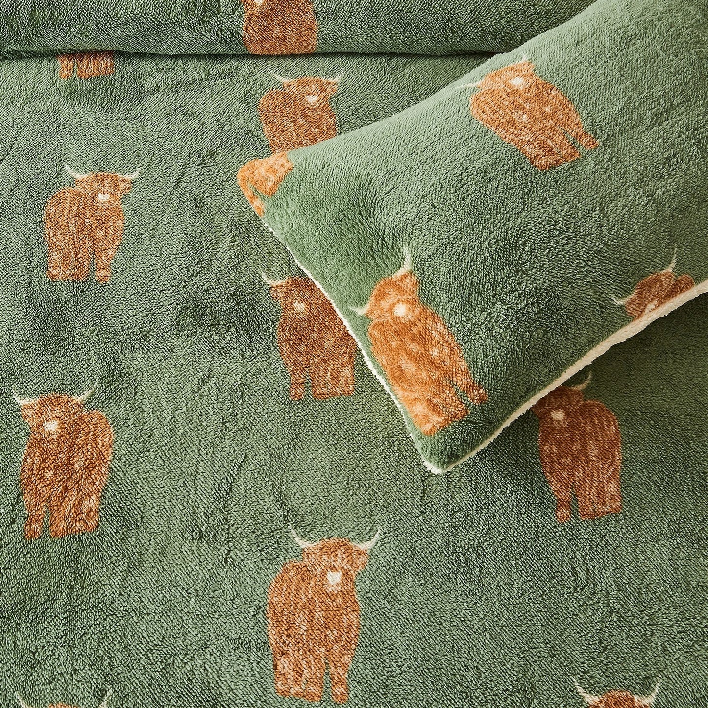 Highland Cow Teddy Duvet Set With Reversible Sherpa Fleece Fur