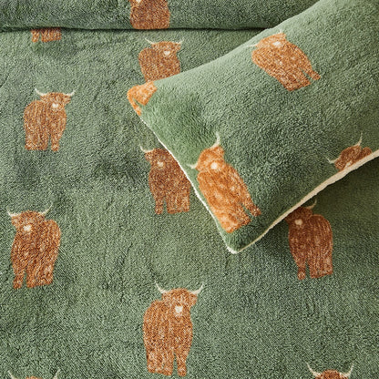 Highland Cow Teddy Duvet Set With Reversible Sherpa Fleece Fur