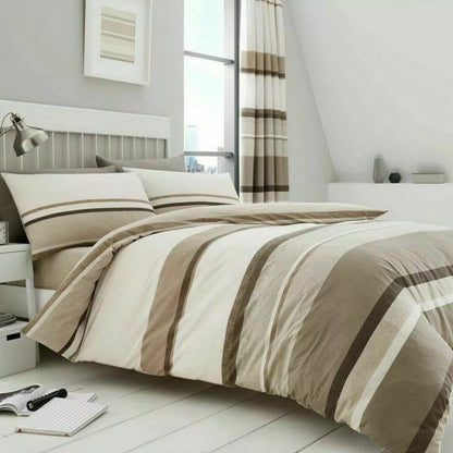 Hudson Neutral Stripe Reversible Duvet Set