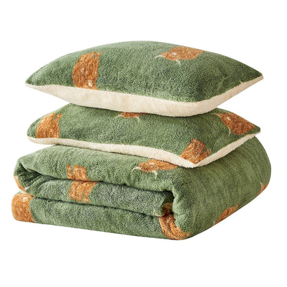 Highland Cow Teddy Duvet Set With Reversible Sherpa Fleece Fur