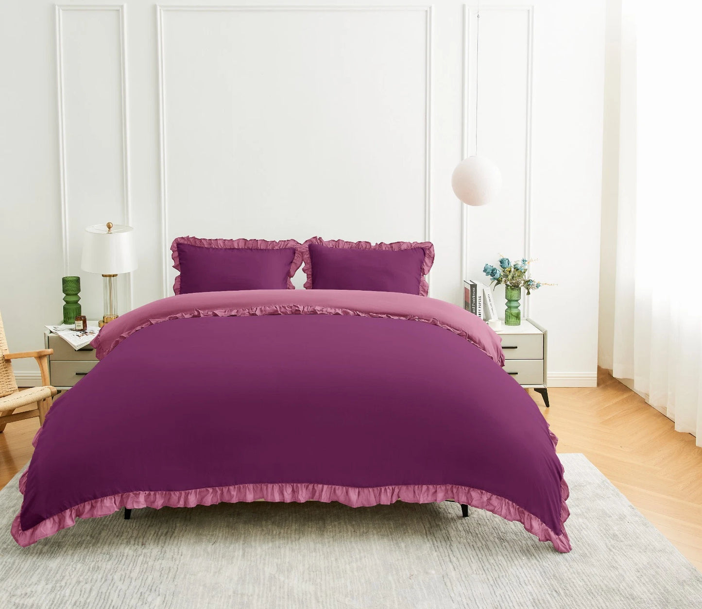 Ruffled Frilled Border Duvet Cover & Pillowcase Set