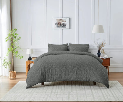 Cambi Tufted Damask Duvet Cover & Pillowcase Set