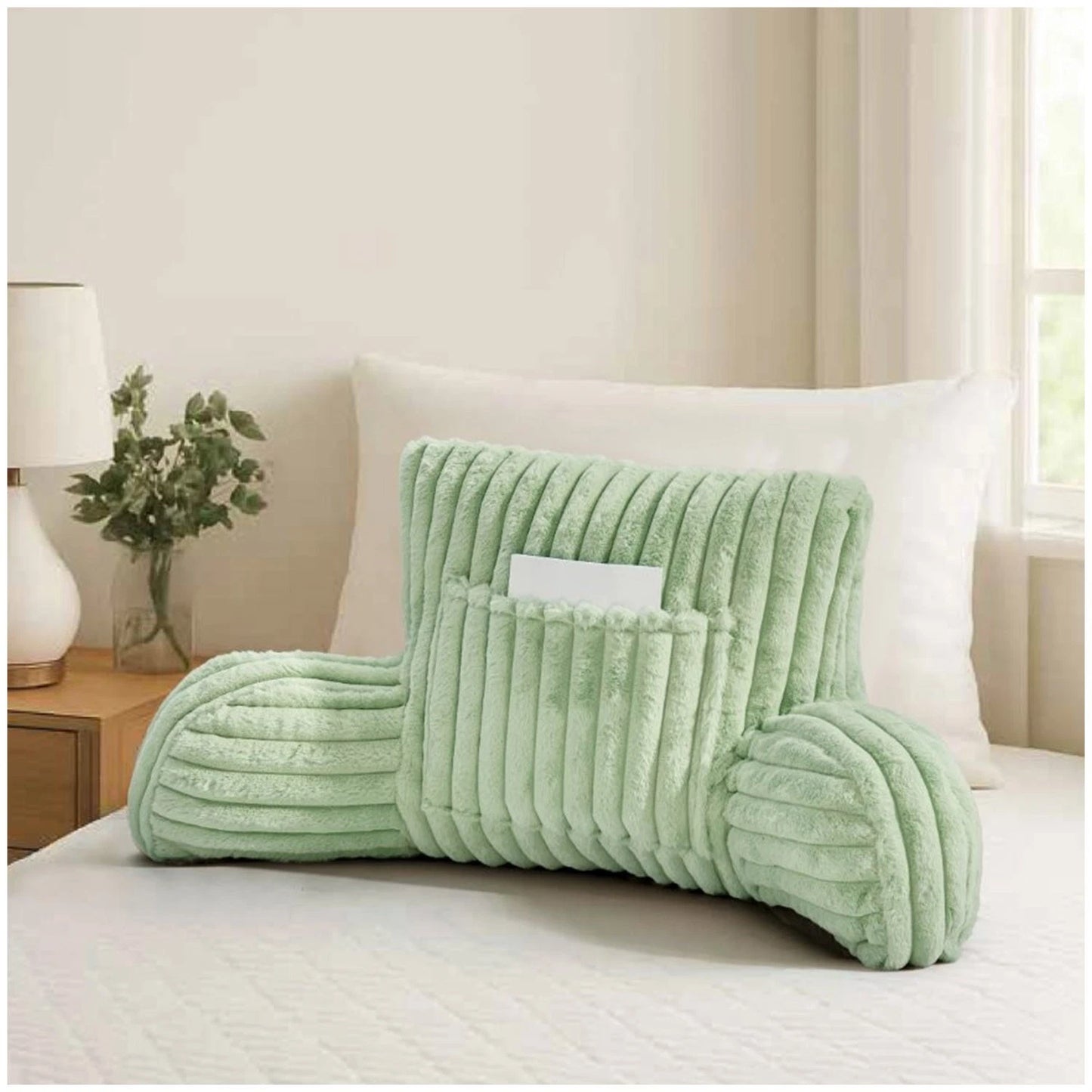 Ribbed Faux Fur Cuddle Cushion with Arms