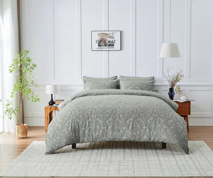 Cambi Tufted Damask Duvet Cover & Pillowcase Set