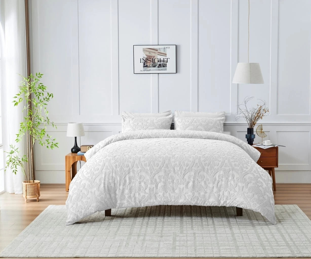 Cambi Tufted Damask Duvet Cover & Pillowcase Set