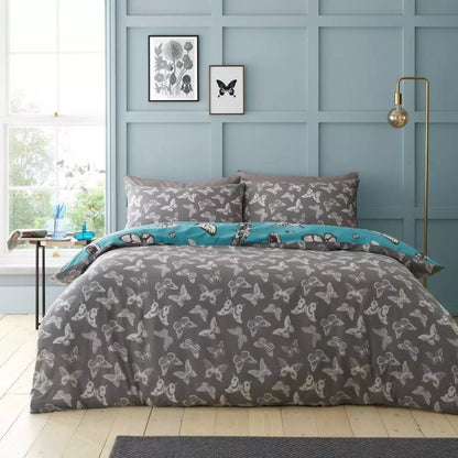 Teal Butterfly Reversible Duvet Set