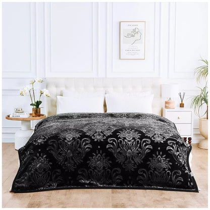 Black Rashel 4kg Soft Embossed Heavyweight Blanket