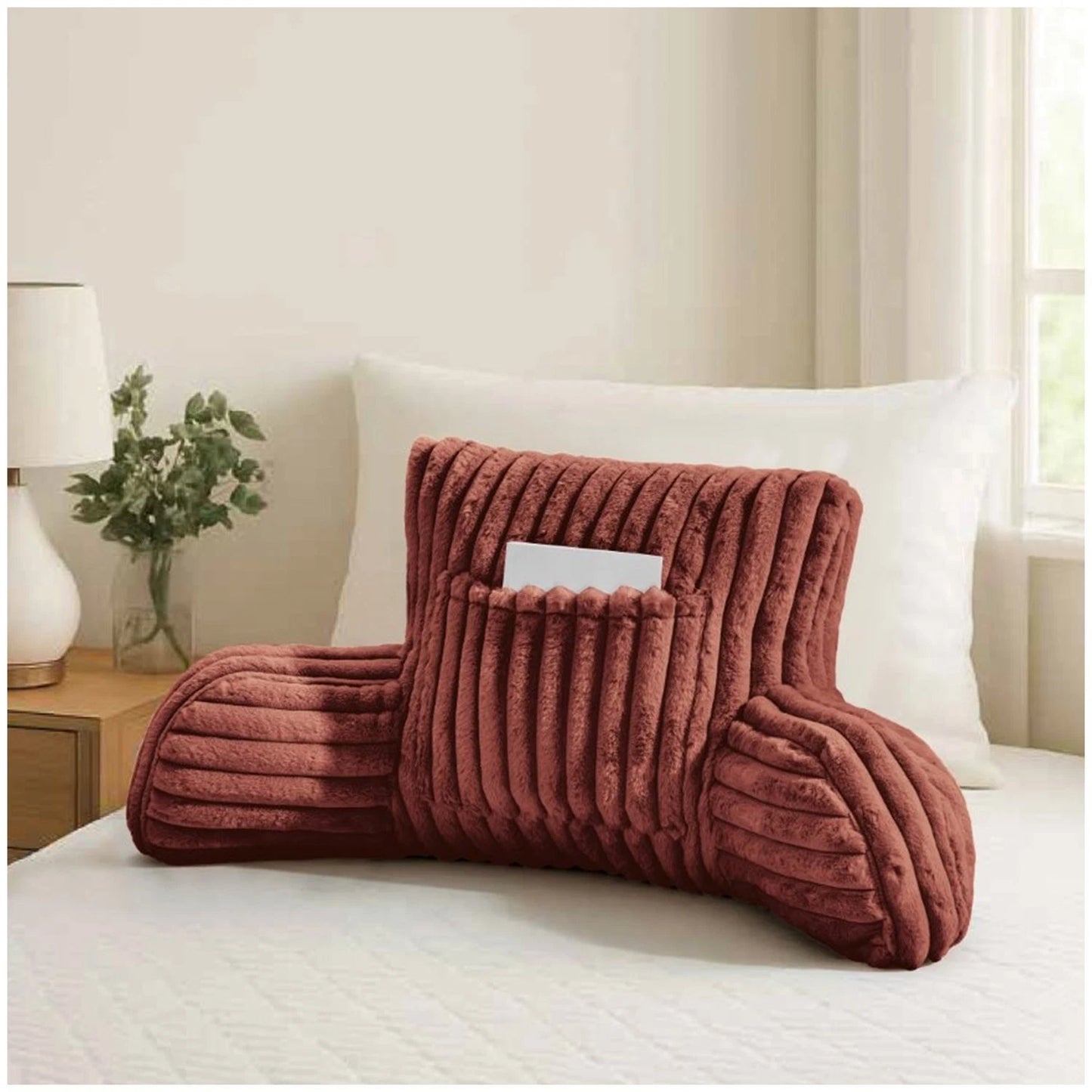 Ribbed Faux Fur Cuddle Cushion with Arms