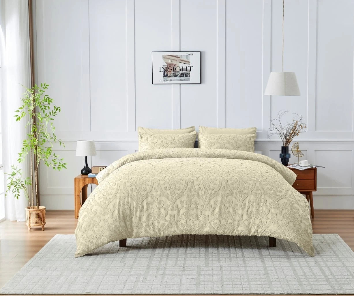 Cambi Tufted Damask Duvet Cover & Pillowcase Set
