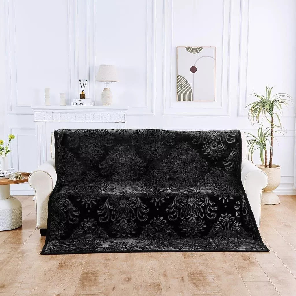 Black Rashel 4kg Soft Embossed Heavyweight Blanket