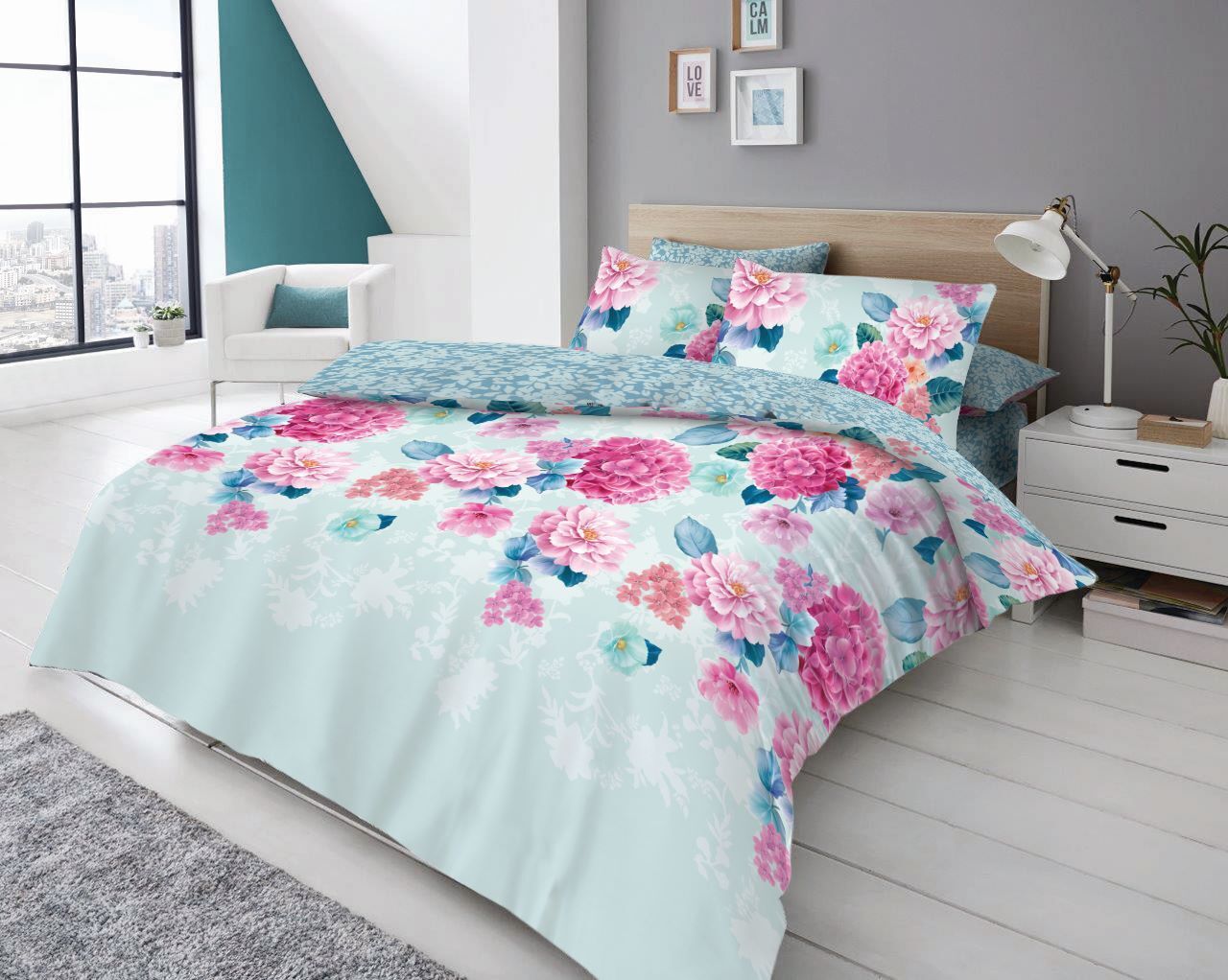 Edith Floral - Complete Collection Duvet Set With Fitted Sheet