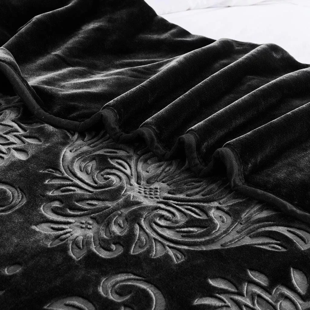 Black Rashel 4kg Soft Embossed Heavyweight Blanket