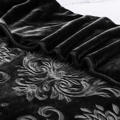 Black Rashel 4kg Soft Embossed Heavyweight Blanket