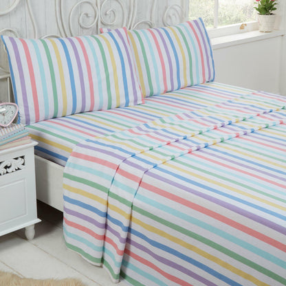 Candy Stripe Flannelette Brushed Cotton Sheet Set