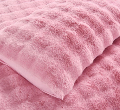 Super Soft Faux Fur Square Design Duvet Set