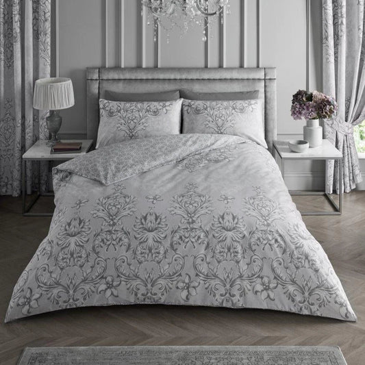 Grey Damask Antoinette Reversible Duvet Set