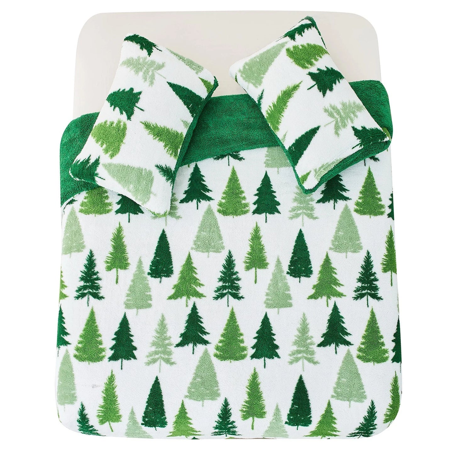Christmas Tree Winter Teddy Duvet Set With Reversible Sherpa Fleece Fur