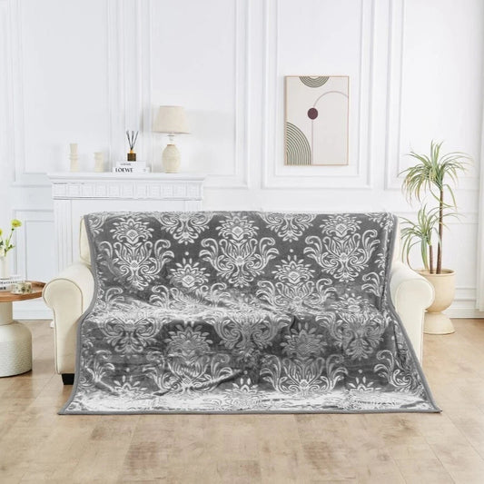 Charcoal Rashel 4kg Soft Embossed Heavyweight Blanket