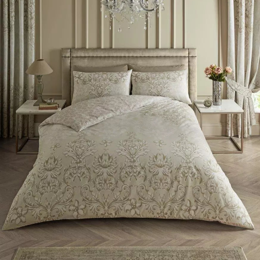 Natural Cream Damask Antoinette Reversible Duvet Set