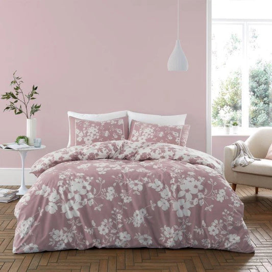 Blush Pink and White Eliza Floral Reversible Duvet Set