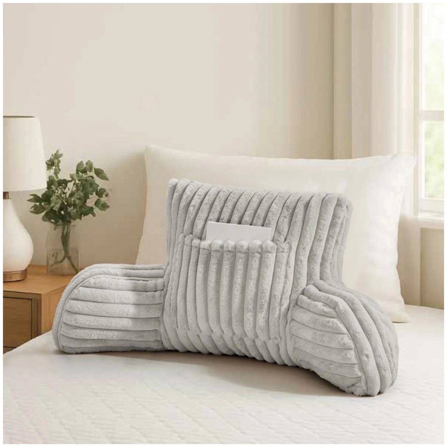 Ribbed Faux Fur Cuddle Cushion with Arms