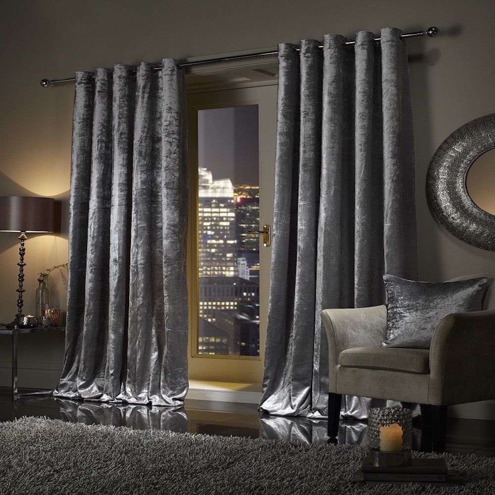 Luxury Crushed Velvet Lined Curtain Pair