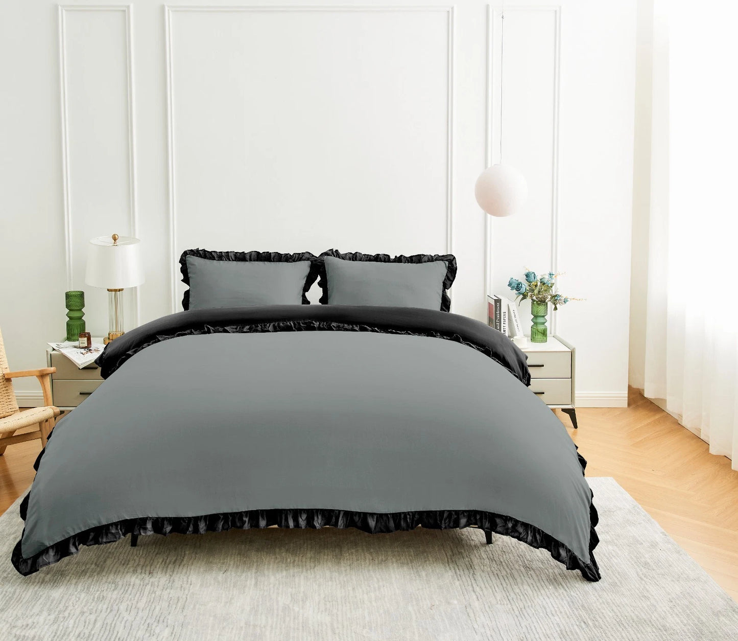 Ruffled Frilled Border Duvet Cover & Pillowcase Set