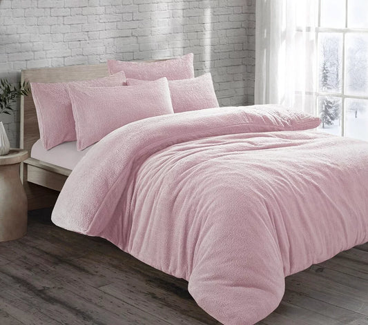 Pale Pink Original Teddy Fleece Duvet Cover and Pillowcase Set