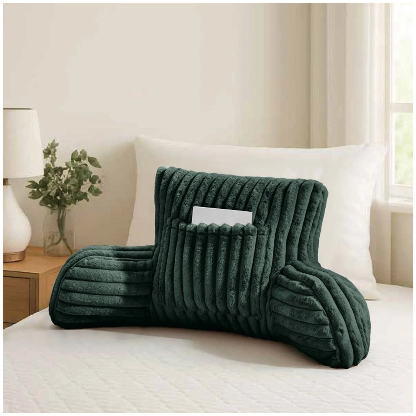 Ribbed Faux Fur Cuddle Cushion with Arms