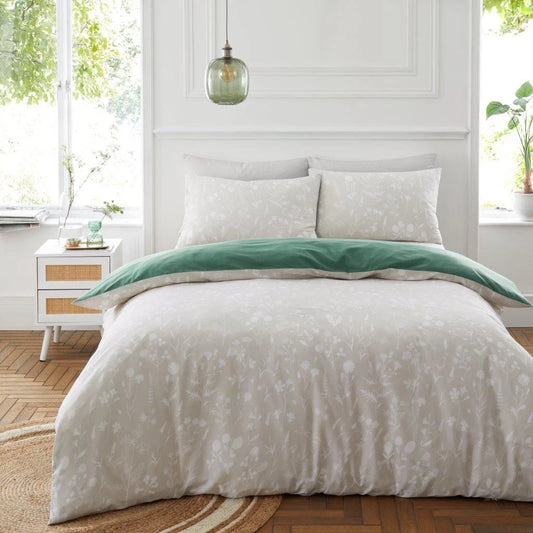 Forest Green Gigi Floral Reversible Duvet Set