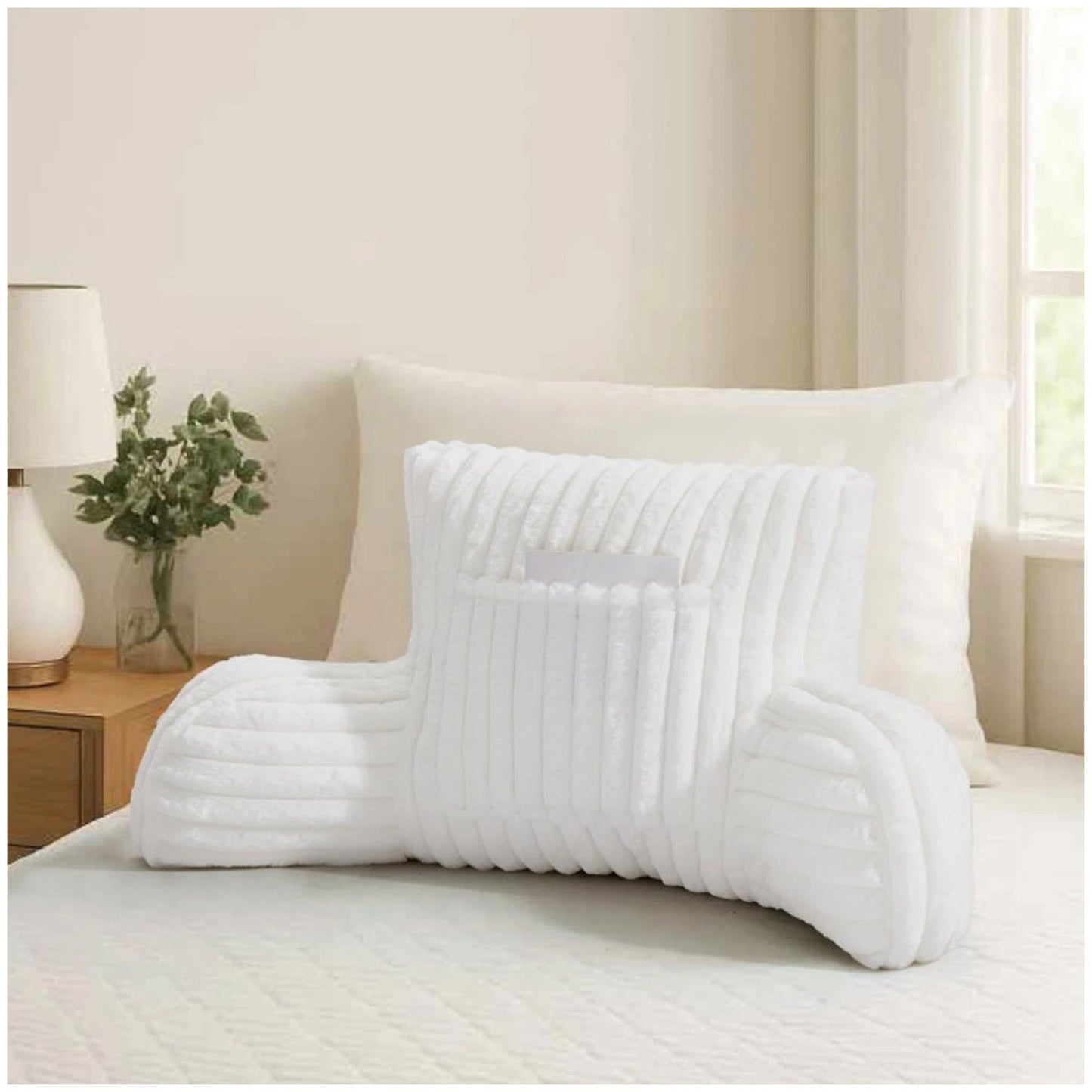Ribbed Faux Fur Cuddle Cushion with Arms
