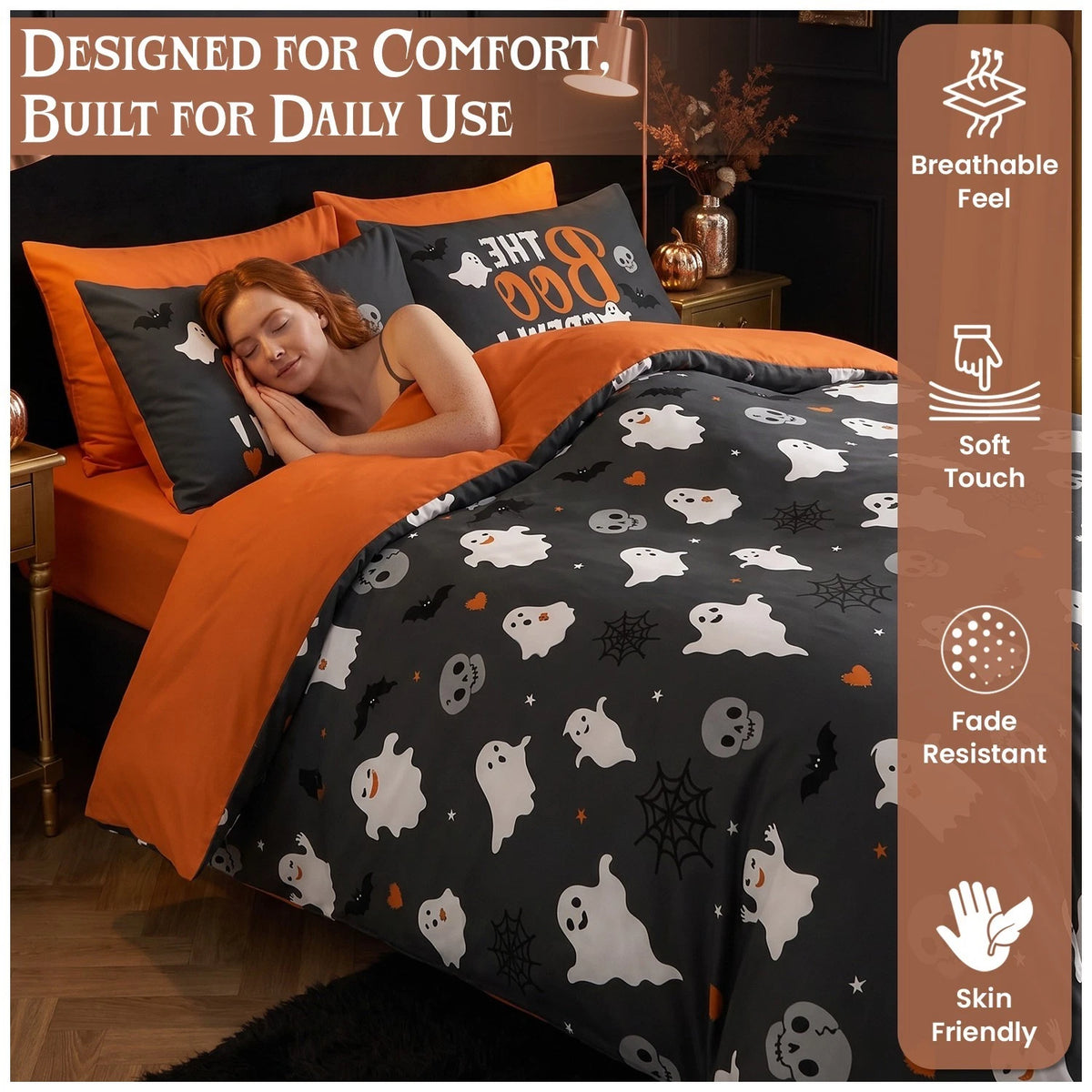 Gothic Halloween Reversible Duvet Set - Ghosts & Ghouls