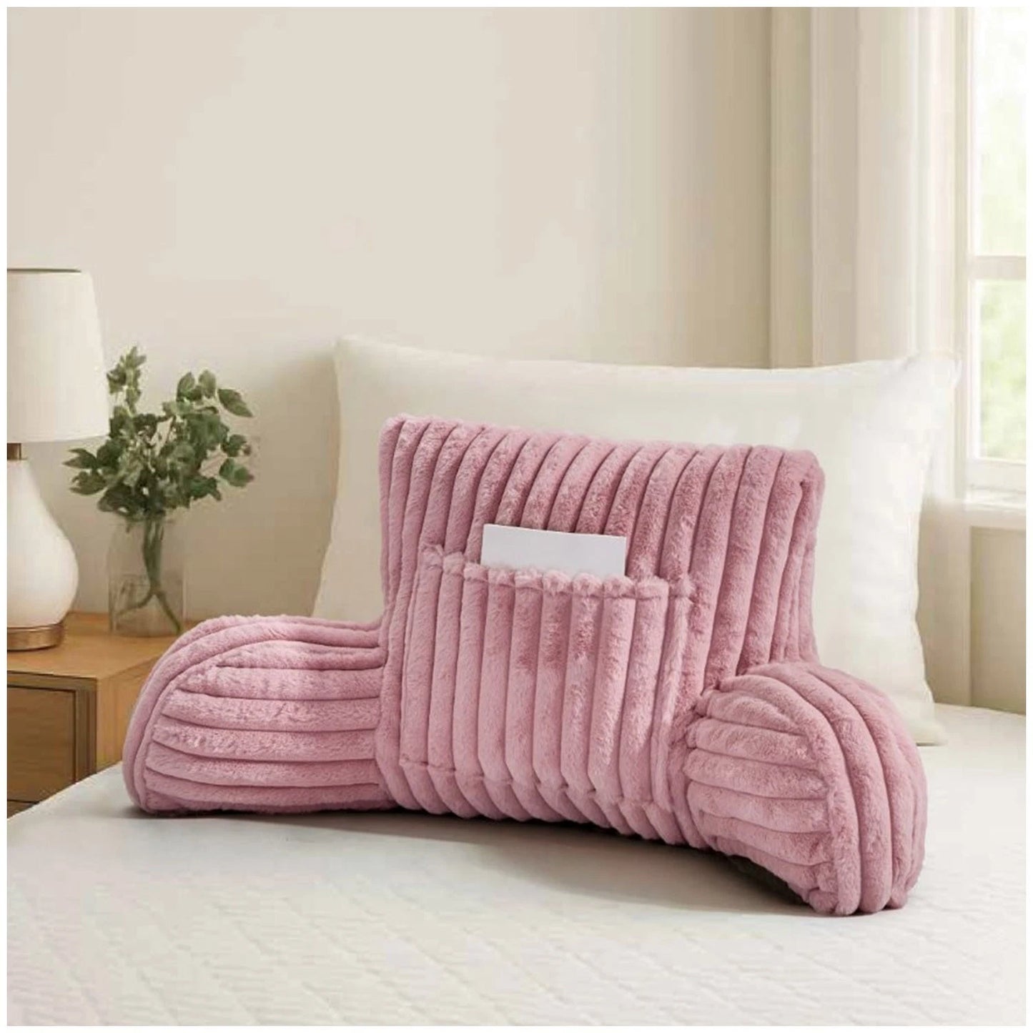 Ribbed Faux Fur Cuddle Cushion with Arms